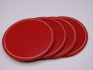 Dessous de verre rond en cuir